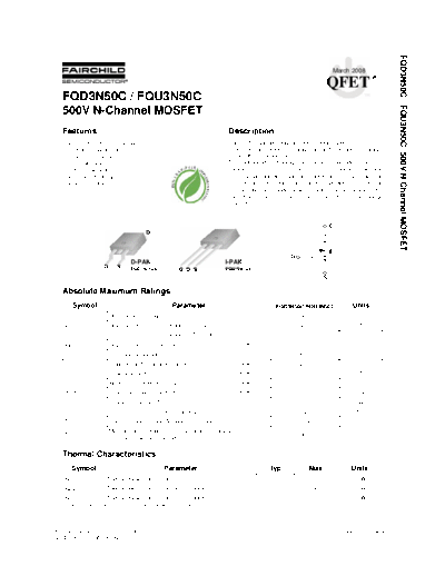 Fairchild Semiconductor fqd3n50c fqu3n50c  . Electronic Components Datasheets Active components Transistors Fairchild Semiconductor fqd3n50c_fqu3n50c.pdf
