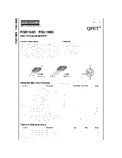 Fairchild Semiconductor fqd1n60 fqu1n60  . Electronic Components Datasheets Active components Transistors Fairchild Semiconductor fqd1n60_fqu1n60.pdf