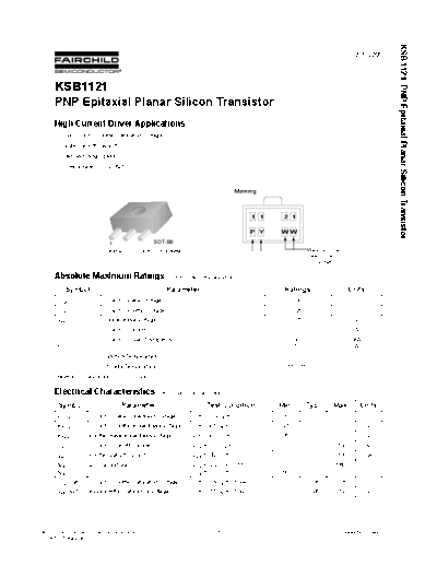 Fairchild Semiconductor ksb1121  . Electronic Components Datasheets Active components Transistors Fairchild Semiconductor ksb1121.pdf