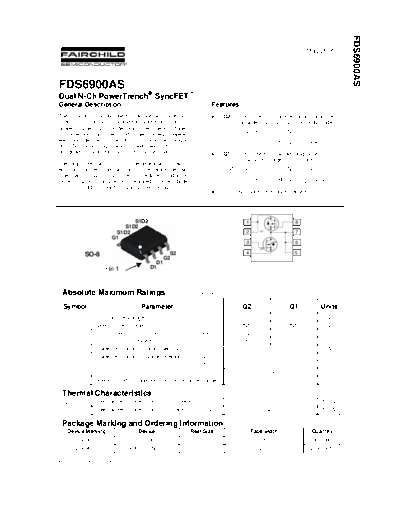 Fairchild Semiconductor fds6900as  . Electronic Components Datasheets Active components Transistors Fairchild Semiconductor fds6900as.pdf
