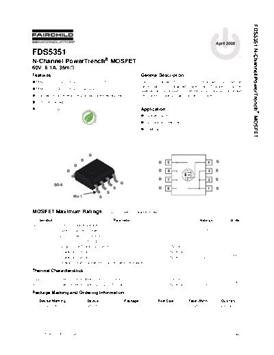 Fairchild Semiconductor fds5351  . Electronic Components Datasheets Active components Transistors Fairchild Semiconductor fds5351.pdf