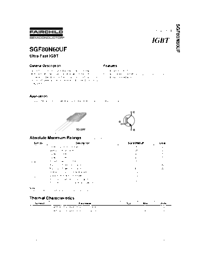 Fairchild Semiconductor sgf80n60uf  . Electronic Components Datasheets Active components Transistors Fairchild Semiconductor sgf80n60uf.pdf