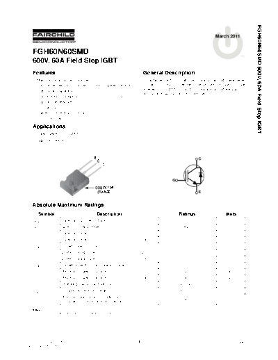 Fairchild Semiconductor fgh60n60smd  . Electronic Components Datasheets Active components Transistors Fairchild Semiconductor fgh60n60smd.pdf