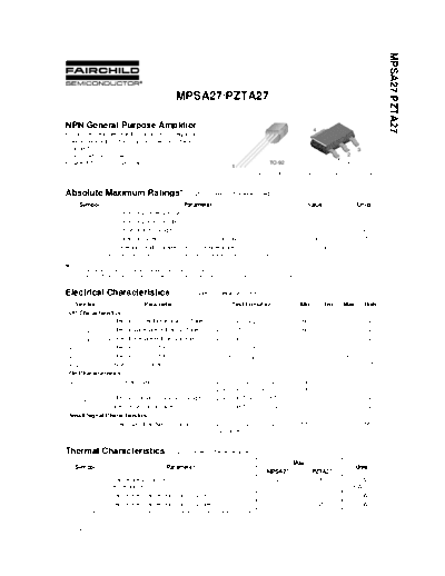 Fairchild Semiconductor mpsa27  . Electronic Components Datasheets Active components Transistors Fairchild Semiconductor mpsa27.pdf