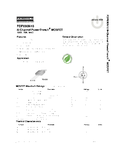 Fairchild Semiconductor fdp090n10  . Electronic Components Datasheets Active components Transistors Fairchild Semiconductor fdp090n10.pdf