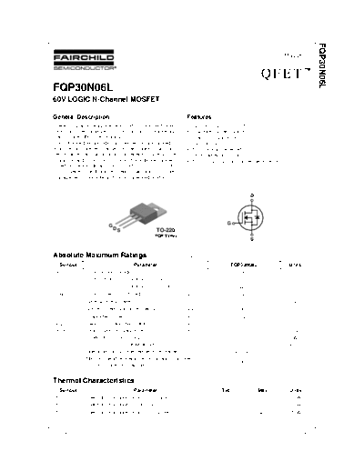 Fairchild Semiconductor fqp30n06l  . Electronic Components Datasheets Active components Transistors Fairchild Semiconductor fqp30n06l.pdf