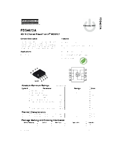 Fairchild Semiconductor fds4672a  . Electronic Components Datasheets Active components Transistors Fairchild Semiconductor fds4672a.pdf