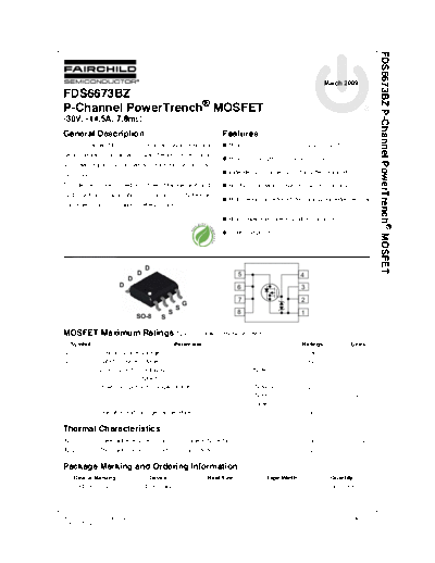 Fairchild Semiconductor fds6673bz  . Electronic Components Datasheets Active components Transistors Fairchild Semiconductor fds6673bz.pdf