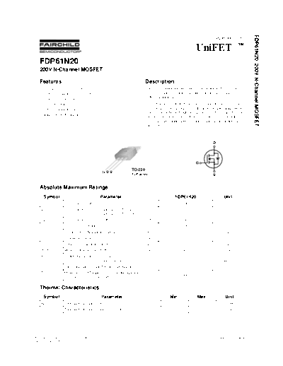 Fairchild Semiconductor fdp61n20  . Electronic Components Datasheets Active components Transistors Fairchild Semiconductor fdp61n20.pdf