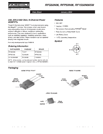 Fairchild Semiconductor rfg50n06 rfp50n06 rf1s50n06sm  . Electronic Components Datasheets Active components Transistors Fairchild Semiconductor rfg50n06_rfp50n06_rf1s50n06sm.pdf