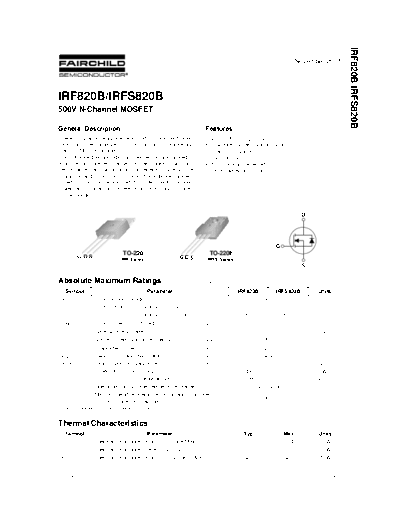 Fairchild Semiconductor irf820b  . Electronic Components Datasheets Active components Transistors Fairchild Semiconductor irf820b.pdf