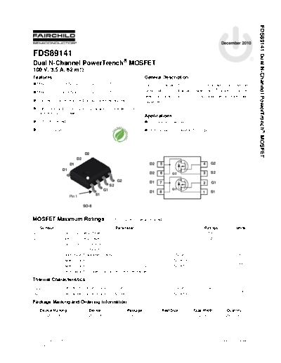Fairchild Semiconductor fds89141  . Electronic Components Datasheets Active components Transistors Fairchild Semiconductor fds89141.pdf
