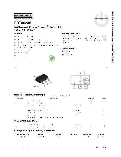 Fairchild Semiconductor fdt86246  . Electronic Components Datasheets Active components Transistors Fairchild Semiconductor fdt86246.pdf