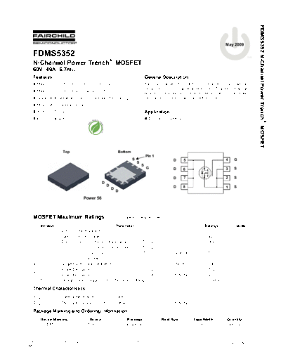 Fairchild Semiconductor fdms5352  . Electronic Components Datasheets Active components Transistors Fairchild Semiconductor fdms5352.pdf