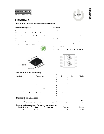 Fairchild Semiconductor fds8958a  . Electronic Components Datasheets Active components Transistors Fairchild Semiconductor fds8958a.pdf