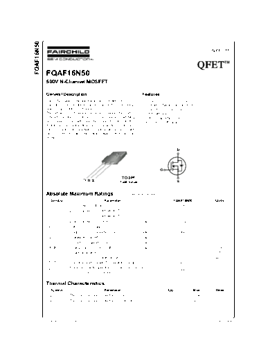 Fairchild Semiconductor fqaf16n50  . Electronic Components Datasheets Active components Transistors Fairchild Semiconductor fqaf16n50.pdf