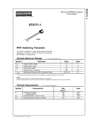 Fairchild Semiconductor st5771-1  . Electronic Components Datasheets Active components Transistors Fairchild Semiconductor st5771-1.pdf