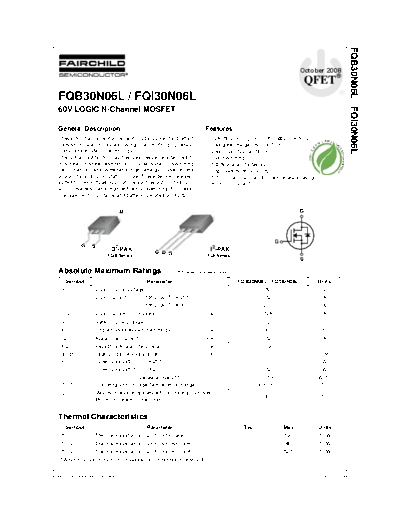 Fairchild Semiconductor fqb30n06l fqi30n06l  . Electronic Components Datasheets Active components Transistors Fairchild Semiconductor fqb30n06l_fqi30n06l.pdf