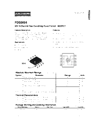 Fairchild Semiconductor fds6694  . Electronic Components Datasheets Active components Transistors Fairchild Semiconductor fds6694.pdf