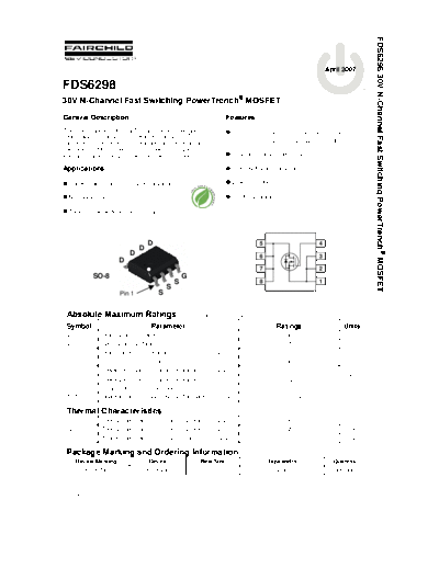 Fairchild Semiconductor fds6298  . Electronic Components Datasheets Active components Transistors Fairchild Semiconductor fds6298.pdf