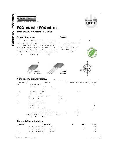 Fairchild Semiconductor fqd19n10l fqu19n10l  . Electronic Components Datasheets Active components Transistors Fairchild Semiconductor fqd19n10l_fqu19n10l.pdf