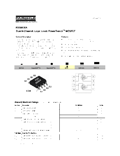 Fairchild Semiconductor fds6930a  . Electronic Components Datasheets Active components Transistors Fairchild Semiconductor fds6930a.pdf
