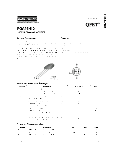 Fairchild Semiconductor fqa44n10  . Electronic Components Datasheets Active components Transistors Fairchild Semiconductor fqa44n10.pdf