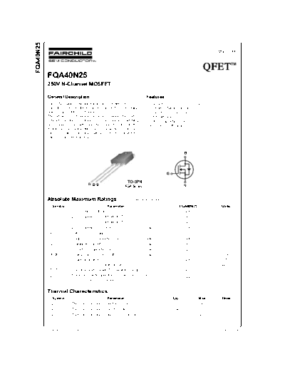 Fairchild Semiconductor fqa40n25  . Electronic Components Datasheets Active components Transistors Fairchild Semiconductor fqa40n25.pdf