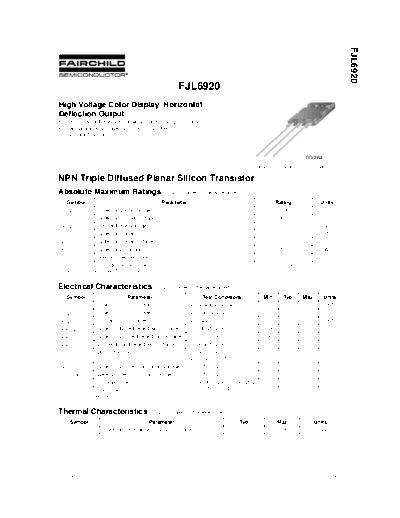 Fairchild Semiconductor fjl6920  . Electronic Components Datasheets Active components Transistors Fairchild Semiconductor fjl6920.pdf