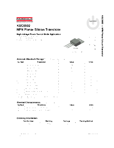 Fairchild Semiconductor ksc5502  . Electronic Components Datasheets Active components Transistors Fairchild Semiconductor ksc5502.pdf