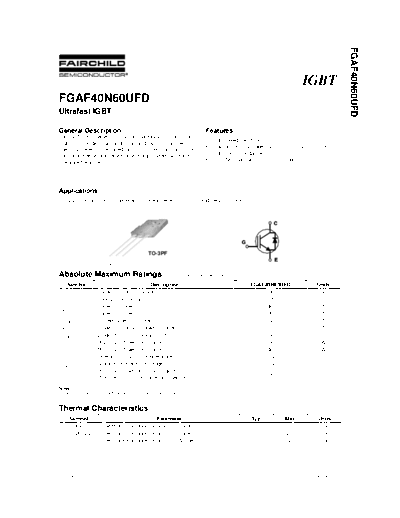 Fairchild Semiconductor fgaf40n60ufd  . Electronic Components Datasheets Active components Transistors Fairchild Semiconductor fgaf40n60ufd.pdf