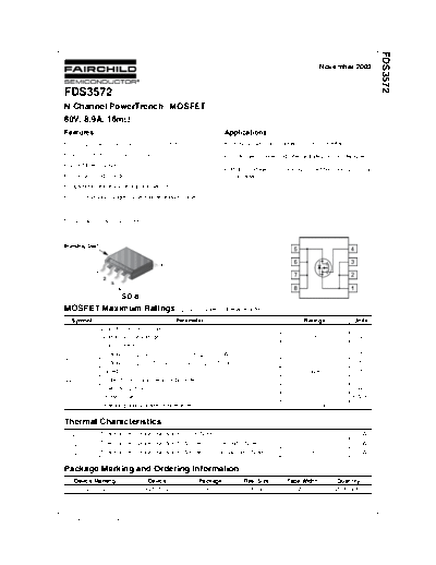 Fairchild Semiconductor fds3572  . Electronic Components Datasheets Active components Transistors Fairchild Semiconductor fds3572.pdf