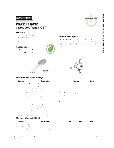 Fairchild Semiconductor fga20n120ftd  . Electronic Components Datasheets Active components Transistors Fairchild Semiconductor fga20n120ftd.pdf