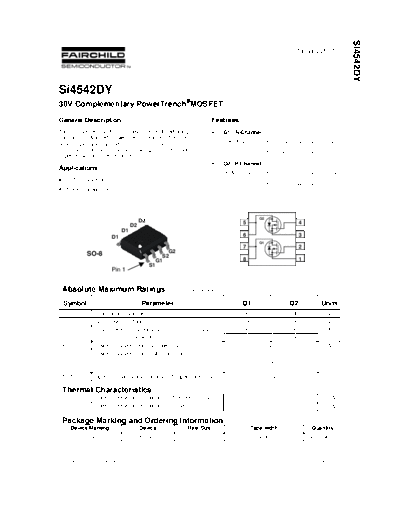 Fairchild Semiconductor si4542dy  . Electronic Components Datasheets Active components Transistors Fairchild Semiconductor si4542dy.pdf