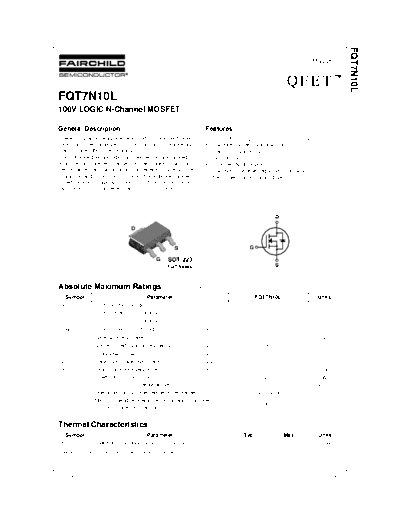 Fairchild Semiconductor fqt7n10l  . Electronic Components Datasheets Active components Transistors Fairchild Semiconductor fqt7n10l.pdf