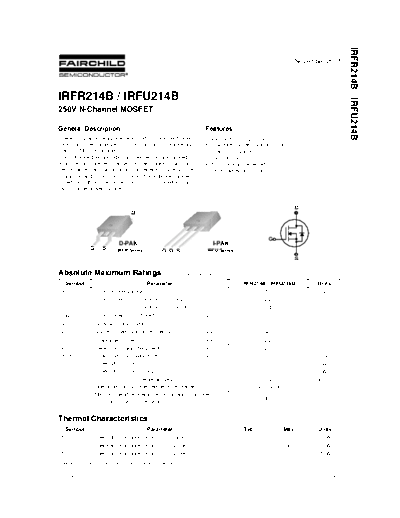 Fairchild Semiconductor irfr214b irfu214b  . Electronic Components Datasheets Active components Transistors Fairchild Semiconductor irfr214b_irfu214b.pdf