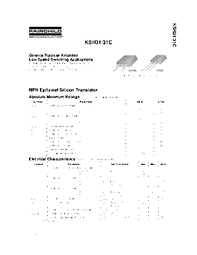 Fairchild Semiconductor ksh31 c  . Electronic Components Datasheets Active components Transistors Fairchild Semiconductor ksh31_c.pdf