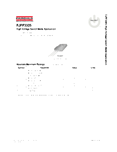 Fairchild Semiconductor fjpf3305  . Electronic Components Datasheets Active components Transistors Fairchild Semiconductor fjpf3305.pdf