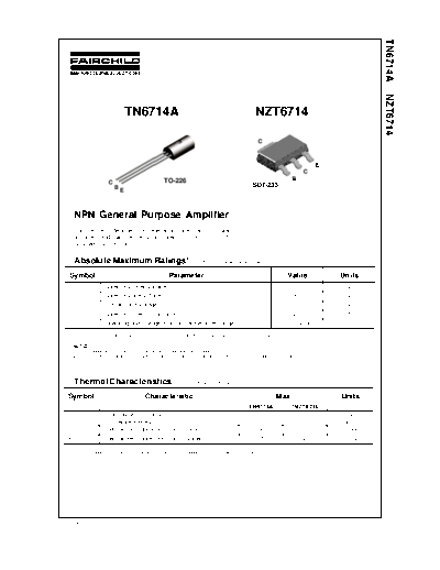 Fairchild Semiconductor tn6714a nzt6714  . Electronic Components Datasheets Active components Transistors Fairchild Semiconductor tn6714a_nzt6714.pdf