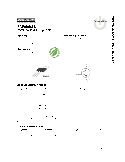 Fairchild Semiconductor fgp5n60ls  . Electronic Components Datasheets Active components Transistors Fairchild Semiconductor fgp5n60ls.pdf