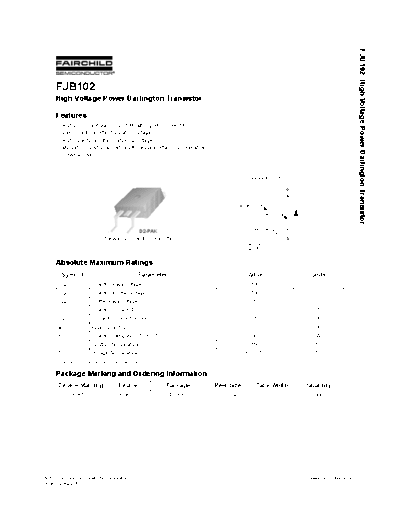 Fairchild Semiconductor fjb102  . Electronic Components Datasheets Active components Transistors Fairchild Semiconductor fjb102.pdf