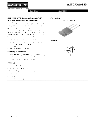 Fairchild Semiconductor hgtg30n60b3d  . Electronic Components Datasheets Active components Transistors Fairchild Semiconductor hgtg30n60b3d.pdf
