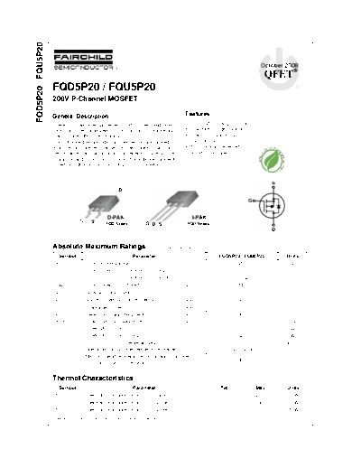 Fairchild Semiconductor fqd5p20 fqu5p20  . Electronic Components Datasheets Active components Transistors Fairchild Semiconductor fqd5p20_fqu5p20.pdf