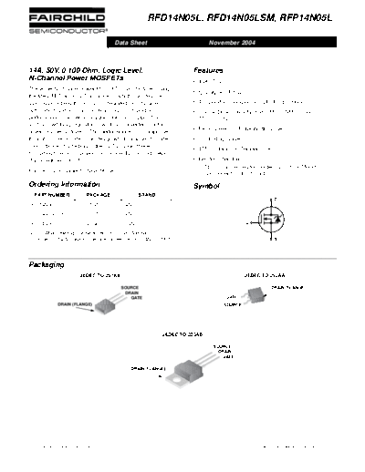 Fairchild Semiconductor rfd14n05l rfd14n05lsm rfp14n05l  . Electronic Components Datasheets Active components Transistors Fairchild Semiconductor rfd14n05l_rfd14n05lsm_rfp14n05l.pdf