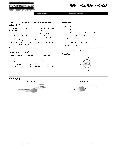 Fairchild Semiconductor rfd14n05sm9a  . Electronic Components Datasheets Active components Transistors Fairchild Semiconductor rfd14n05sm9a.pdf