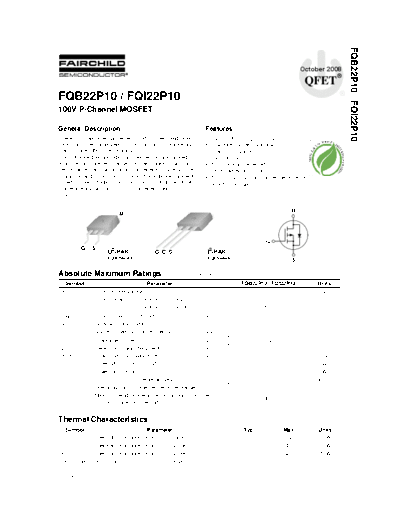 Fairchild Semiconductor fqb22p10 fqi22p10  . Electronic Components Datasheets Active components Transistors Fairchild Semiconductor fqb22p10_fqi22p10.pdf