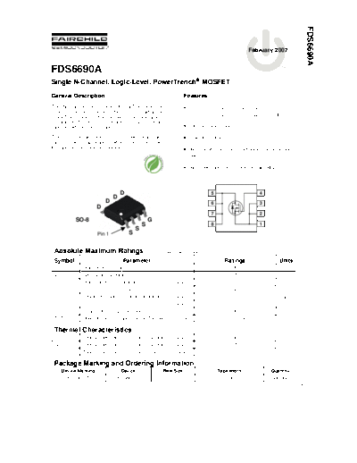 Fairchild Semiconductor fds6690a  . Electronic Components Datasheets Active components Transistors Fairchild Semiconductor fds6690a.pdf