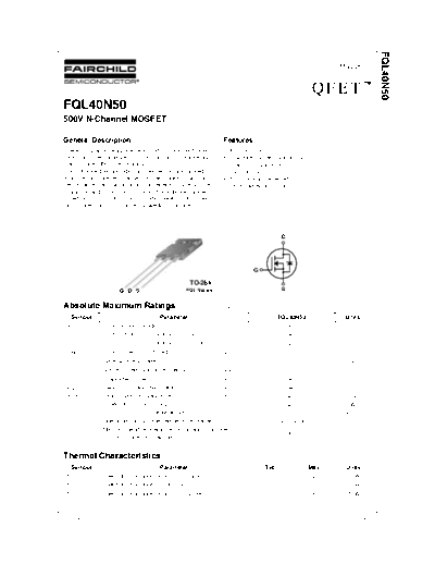 Fairchild Semiconductor fql40n50  . Electronic Components Datasheets Active components Transistors Fairchild Semiconductor fql40n50.pdf