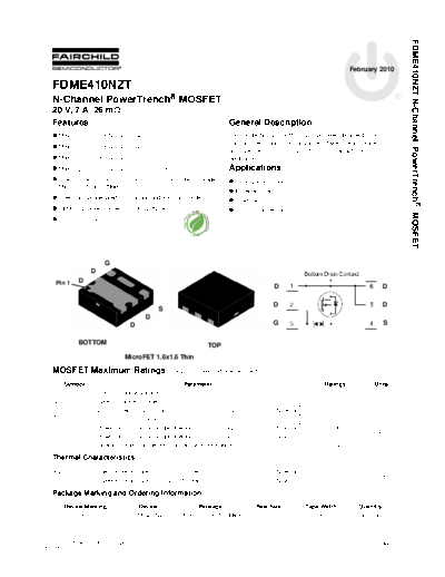 Fairchild Semiconductor fdme410nzt  . Electronic Components Datasheets Active components Transistors Fairchild Semiconductor fdme410nzt.pdf
