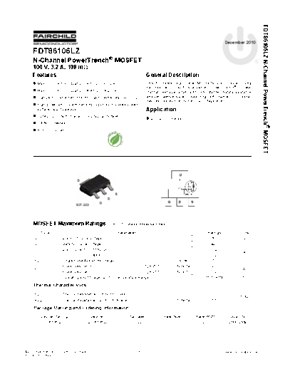 Fairchild Semiconductor fdt86106lz  . Electronic Components Datasheets Active components Transistors Fairchild Semiconductor fdt86106lz.pdf